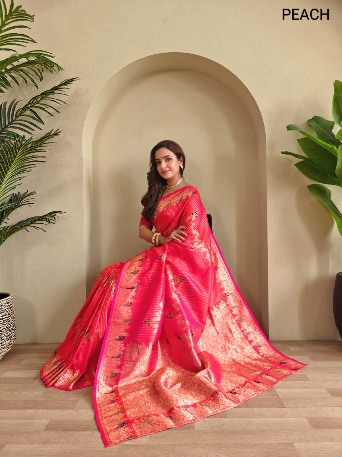 Banarasi Mushru Satin Silk Saree with Zari Weaving